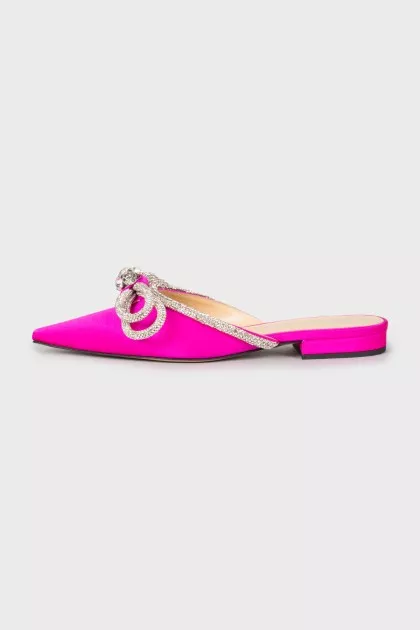 Textile mules with silver decor
