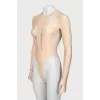 Beige bodysuit with transparent inserts