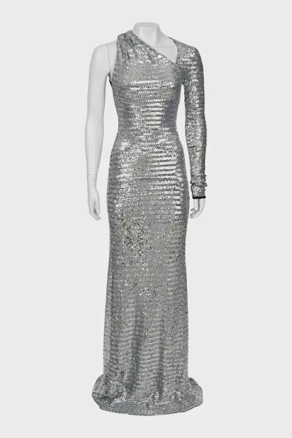 Silver long hem dress with tag