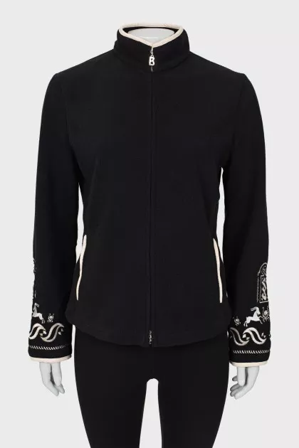 Cardigan with embroidered sleeves