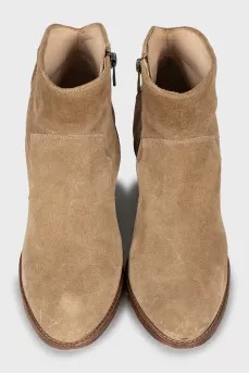 Suede mid heel ankle boots