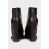 Leather high wedge ankle boots