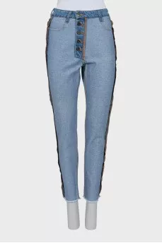 Blue jeans with seams facing out