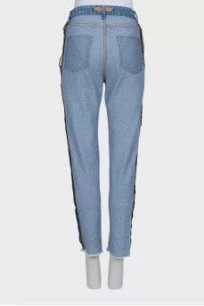 Blue jeans with seams facing out
