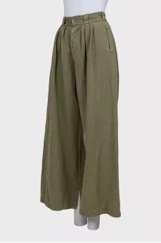 Штани палаццо кольору хакі