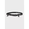 Leather belt with oval buckle
