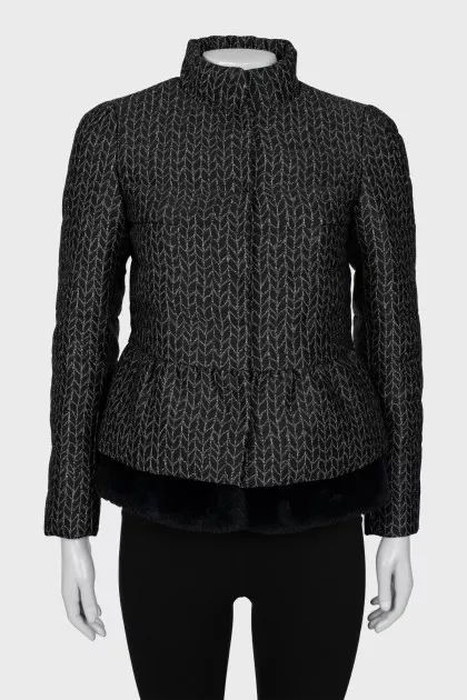 Quilted jacket with fur hem