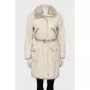Two-tone jacket with fur waistband