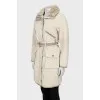 Two-tone jacket with fur waistband