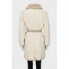 Two-tone jacket with fur waistband