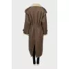 Double-breasted maxi shearling coat with tag