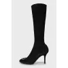 Suede boots with signature logo