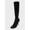 Suede boots with signature logo