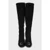 Suede boots with signature logo
