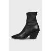 Pointed toe leather boots