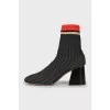 Textile ankle boots with shaped heels
