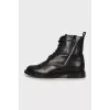 Leather boots with side zips