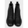 Leather boots with side zips