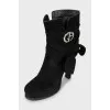 Suede ankle boots with ties