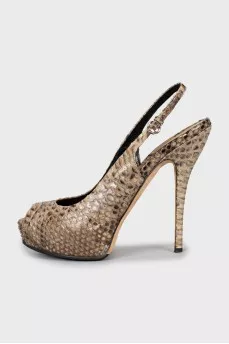 Snakeskin heeled sandals