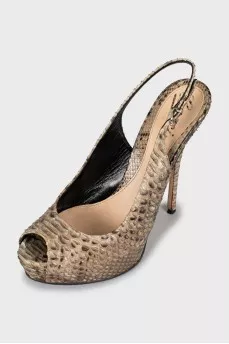Snakeskin heeled sandals