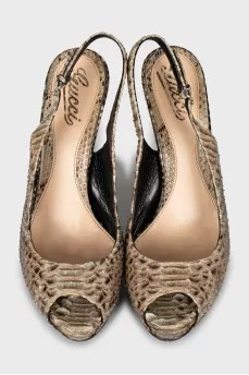 Snakeskin heeled sandals