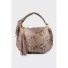 Python leather tote bag