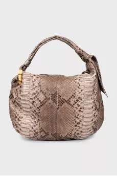Python leather tote bag