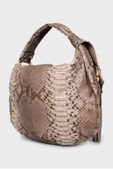Python leather tote bag