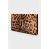 Short pile leather clutch