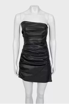 Draped leather dress