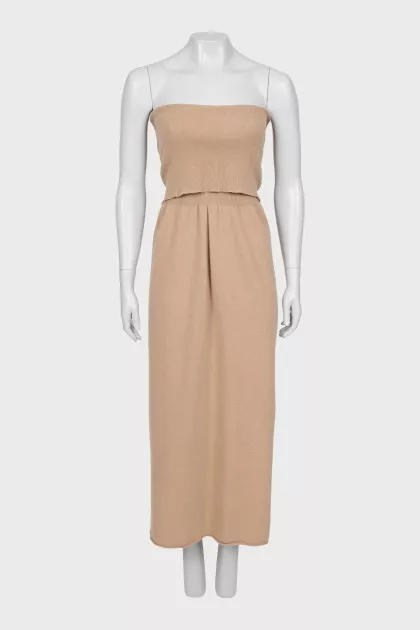 Wool dress with side slit