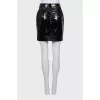 Leather mini skirt with zipper