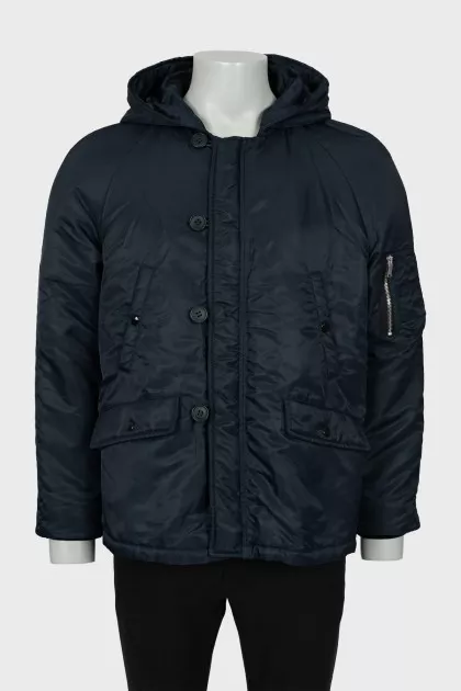 Men's blue jacket with hood