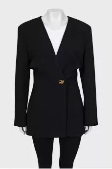 Fitted jacket with tag