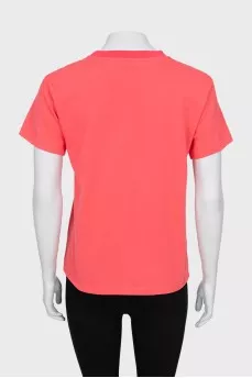 Pink T-shirt with embroidered logo