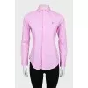 Pink shirt with embroidered logo
