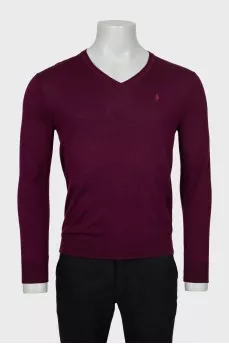 Men's wool V-neck jumper