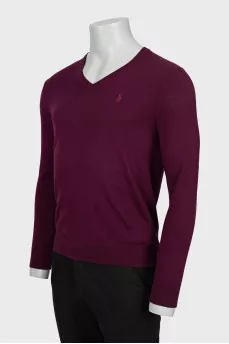 Men's wool V-neck jumper