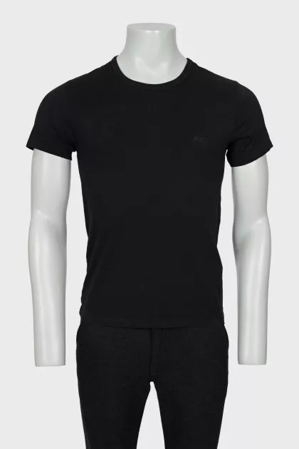 Men's black T-shirt with embroidered logo