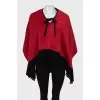 Wool poncho with fringes