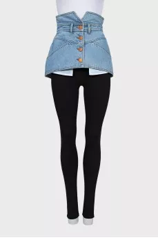 Denim peplum with buttons