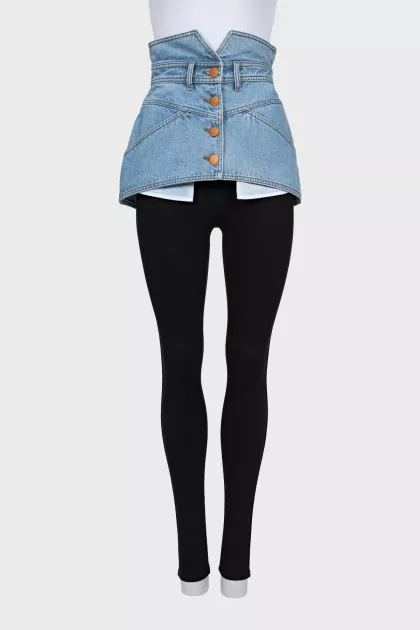 Denim peplum with buttons