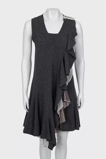 A-line wool dress with ruffles