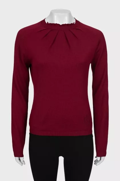 Burgundy jumper with draping