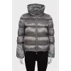 Cropped down jacket with metal rhinestones