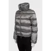 Cropped down jacket with metal rhinestones