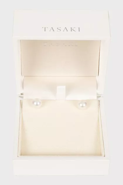 Double-sided gold earrings with pearls