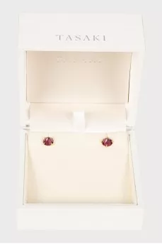 Double-sided gold earrings with pearls