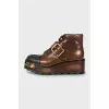 Brown leather platform boots